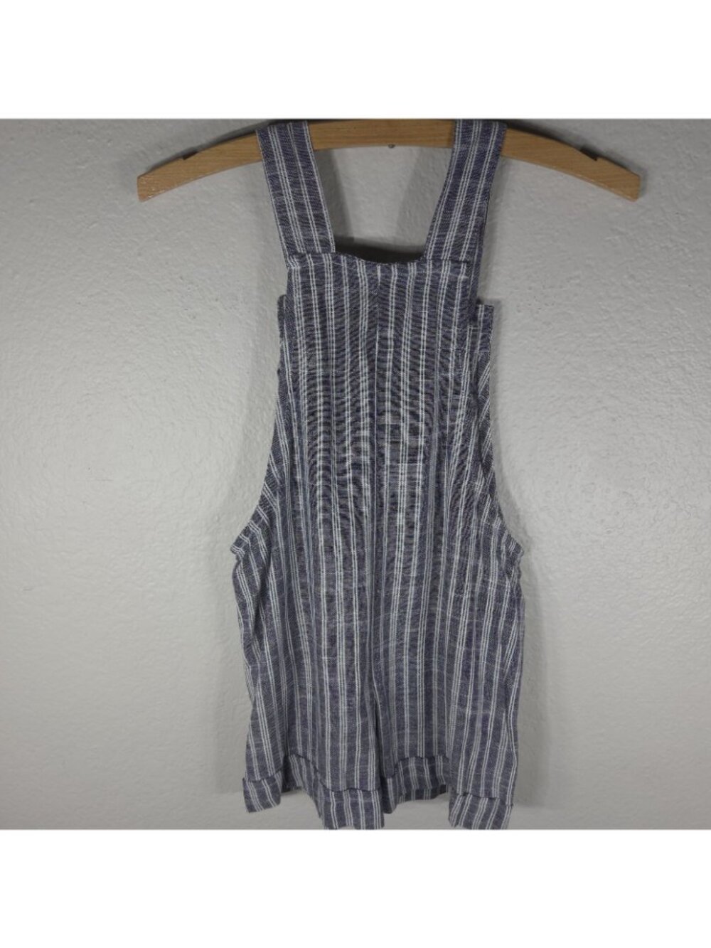 Tiny Wales Girls Knit Linen Blend Romper Shorts Size 7 Gray Striped Pockets - Picture 2 of 9